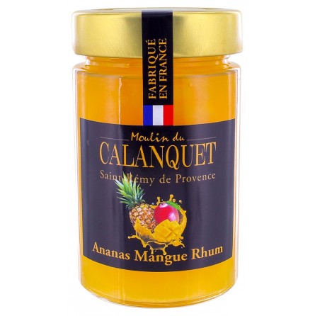 Confiture Pineapple, Mango with Rum-flavored 220g Moulin du Calanquet