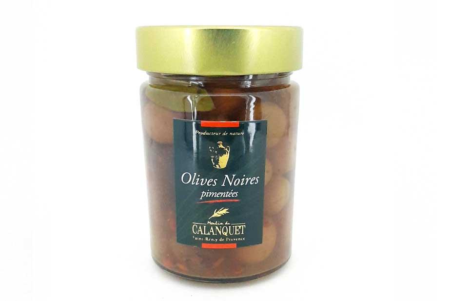 Black Olives with Chili Pepper 175g Moulin du Calanquet
