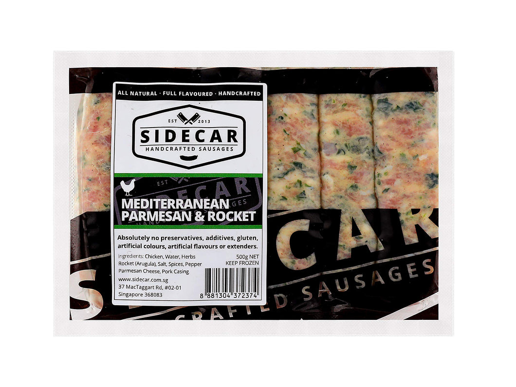 Sidecar Frozen Sausage - Chicken Mediterranean Parmesan & Rocket 500g